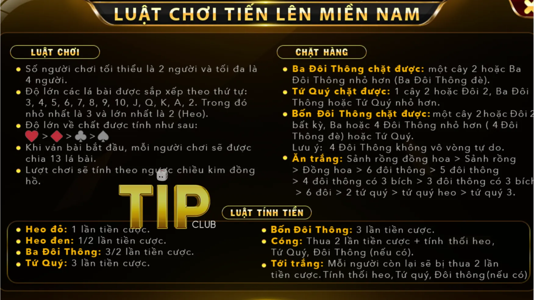 Luật chơi tiến lên miền nam TipClub Luật chơi tiến lên miền nam TipClub